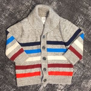 Gray striped button-down cardigan